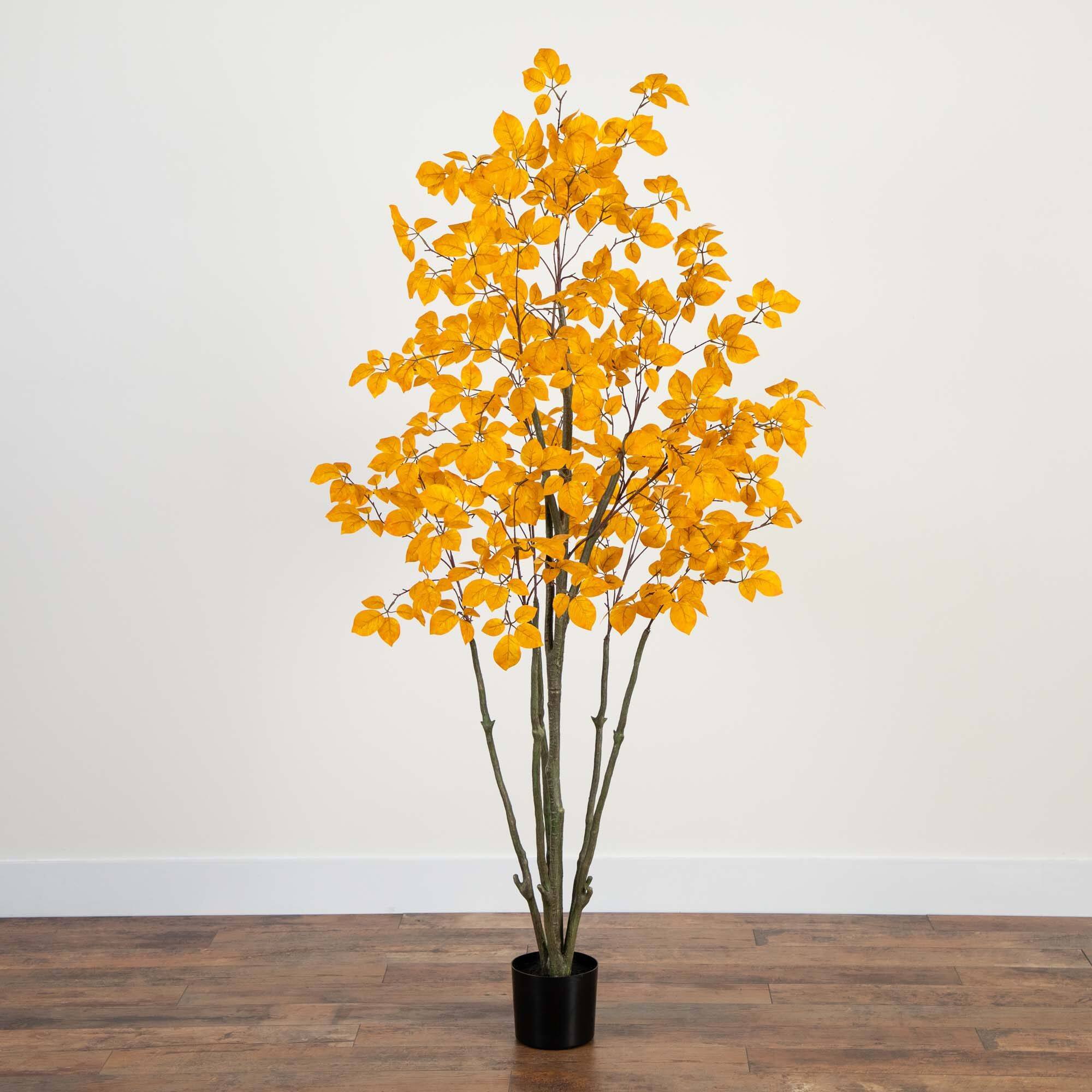 6ft. Orange Autumn Oyama Magnolia Artificial Potted Tree